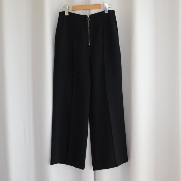 Aritzia Wilfred Nolay High Rise Wide Leg Flare Cropped Crepe Black Pants Sz 8 - Picture 2 of 7